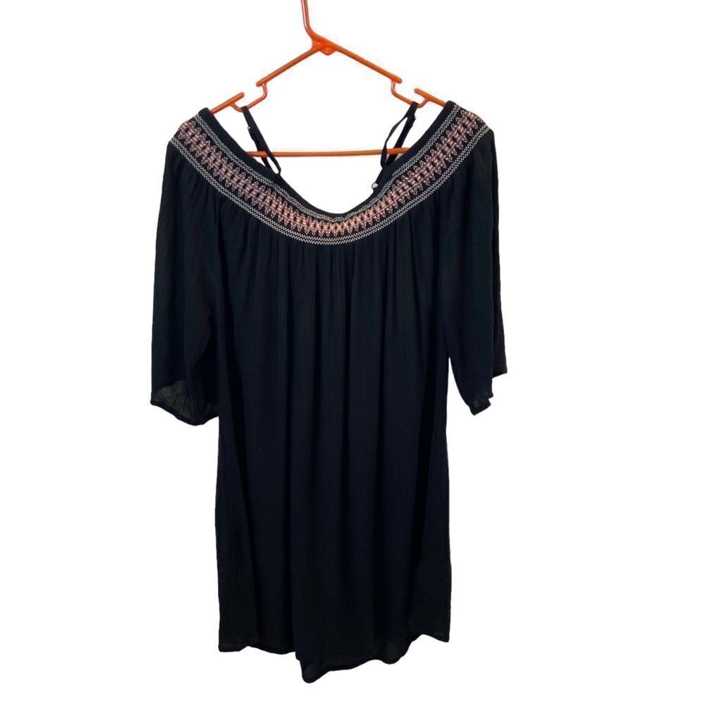 S. Oliver Black Off The Shoulder Embroidered Mini dress Long Sleeves Size‎ 10